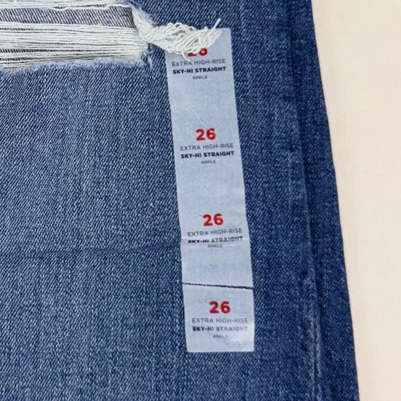 Old Navy Plus Women's Sky High Straight Jean Size 26 3X Med Blue Distressed - Picture 8 of 15